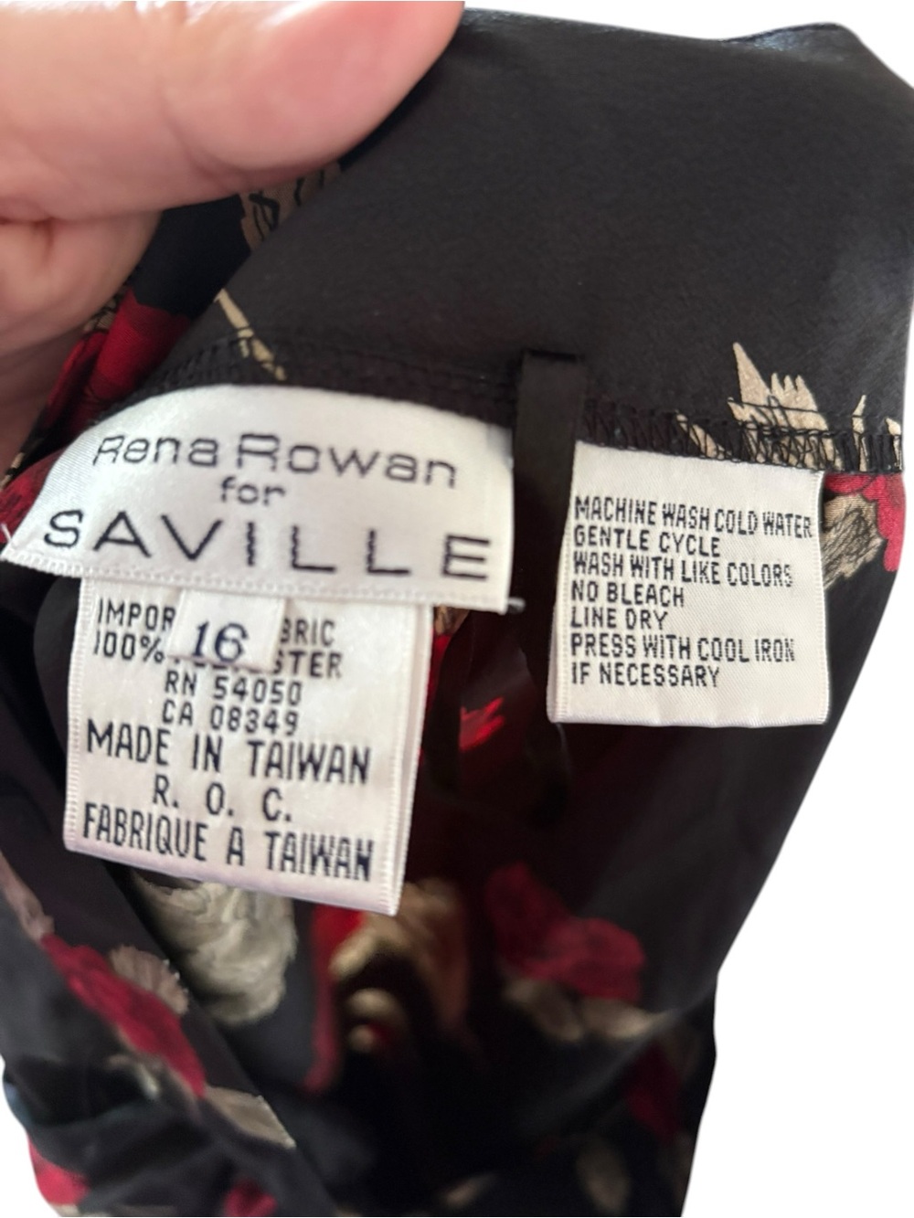 Vintage Rena Rowan for Saville Black Floral Matching Skirt Set Size 14/16 - Picture 9 of 9